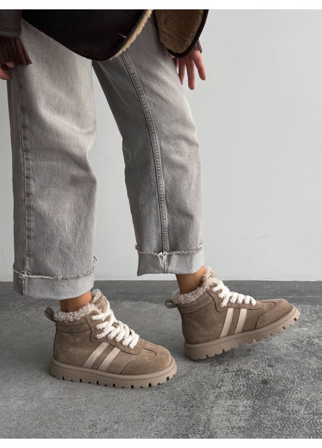 Зимние зимние ботинки teddy Helen из натуральной замши