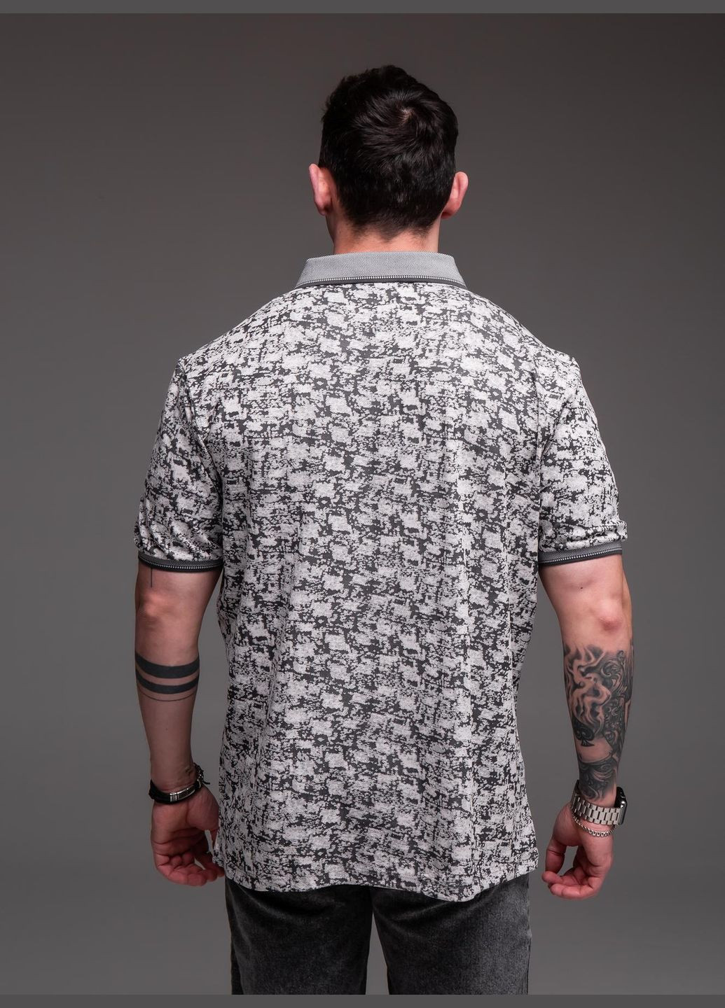 Серая футболка мужская поло батал серая с коротким рукавом No Brand