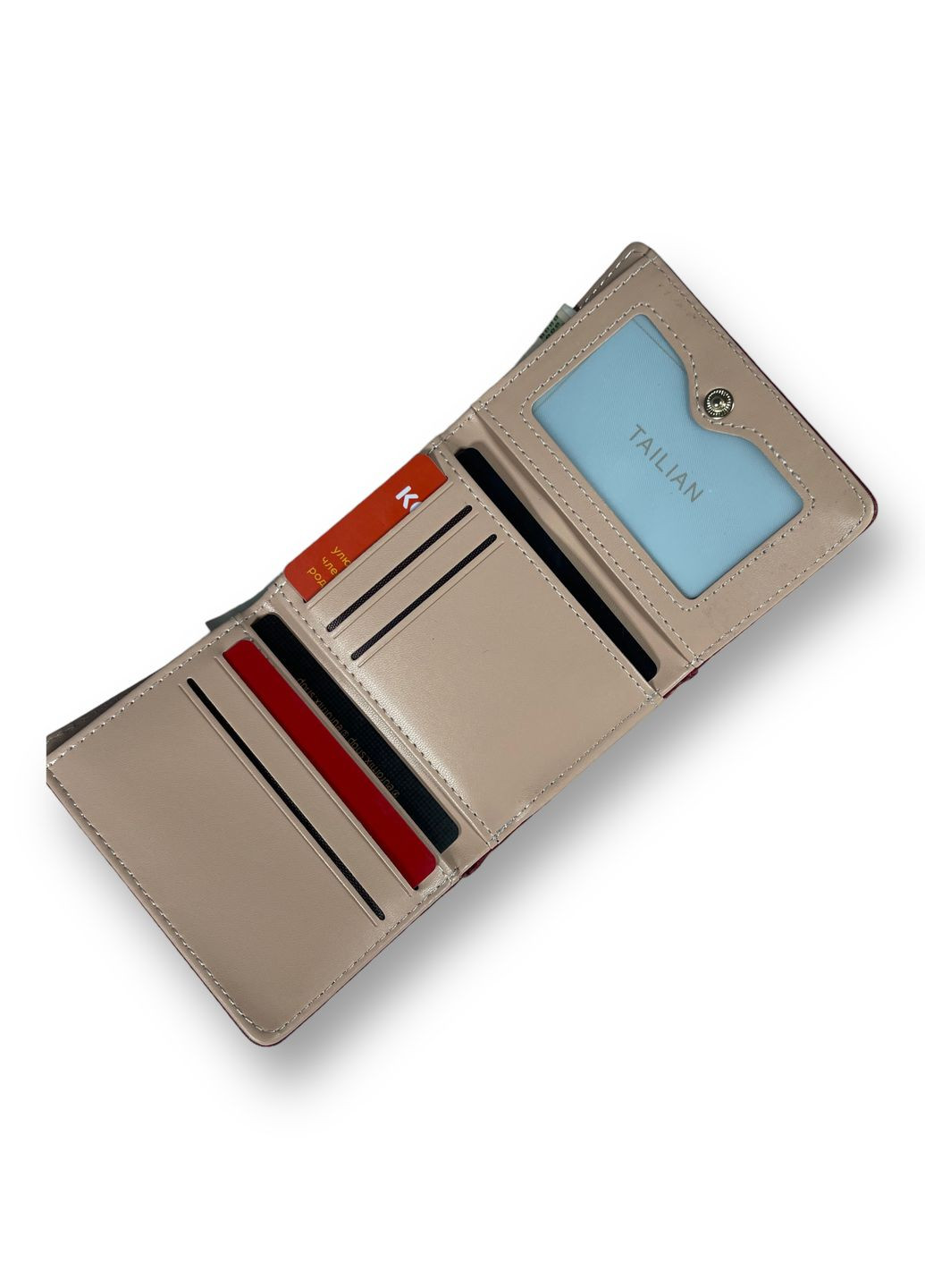 Жіночий гаманець екошкіра 1 відділення для купюр та 7 відділень для карток розмір:10,5*9*3 см бордовий Tailian (268995017)
