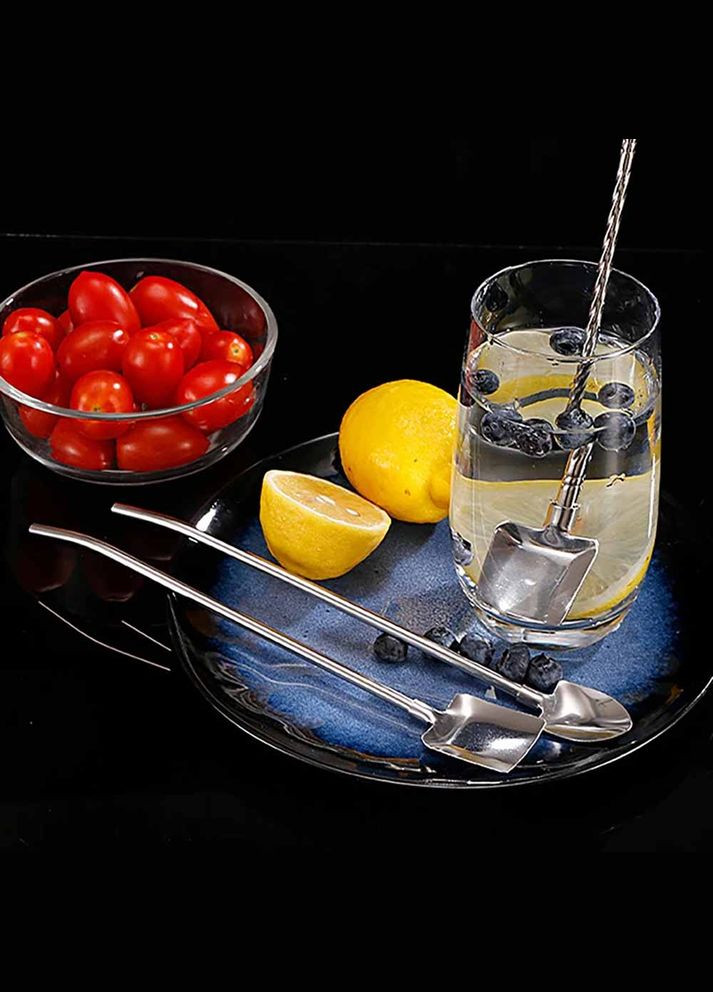 Многоразовая трубочка для коктейлей стальная, Серебро No Brand (305064664)