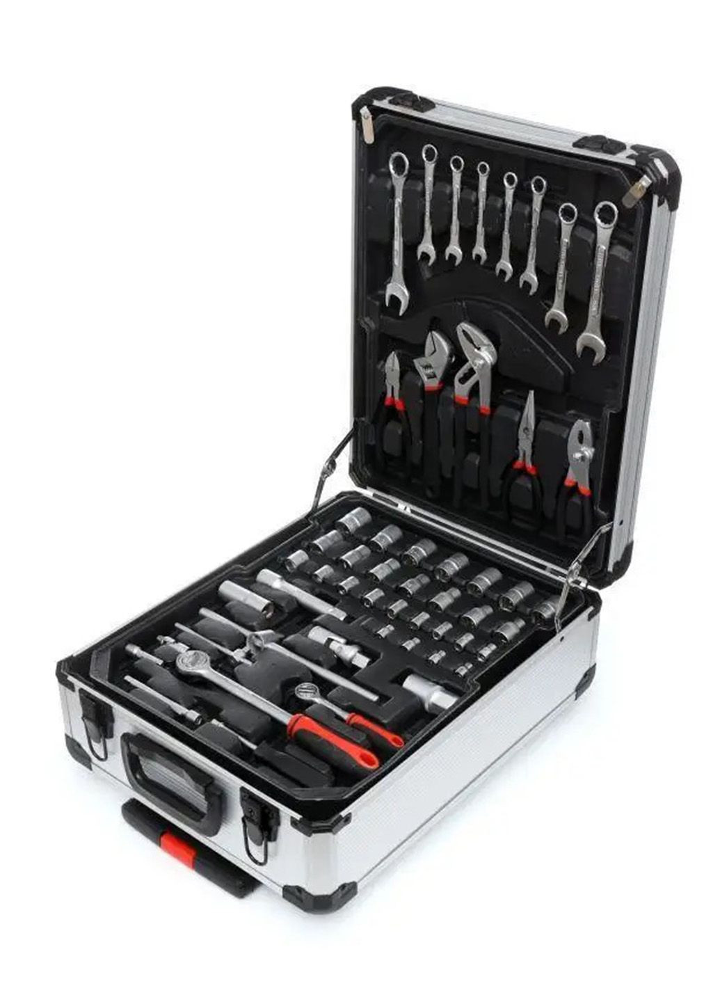 Великий універсальний набір інструментів для дому Kraft&Dele 188шт в валізі Ключі для авто Срібний No Brand (358516734)