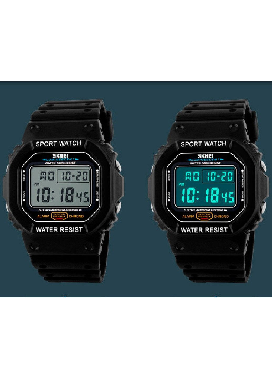 Мужские спортивные часы 1134 (Черные с белым экраном) Skmei (313653752)