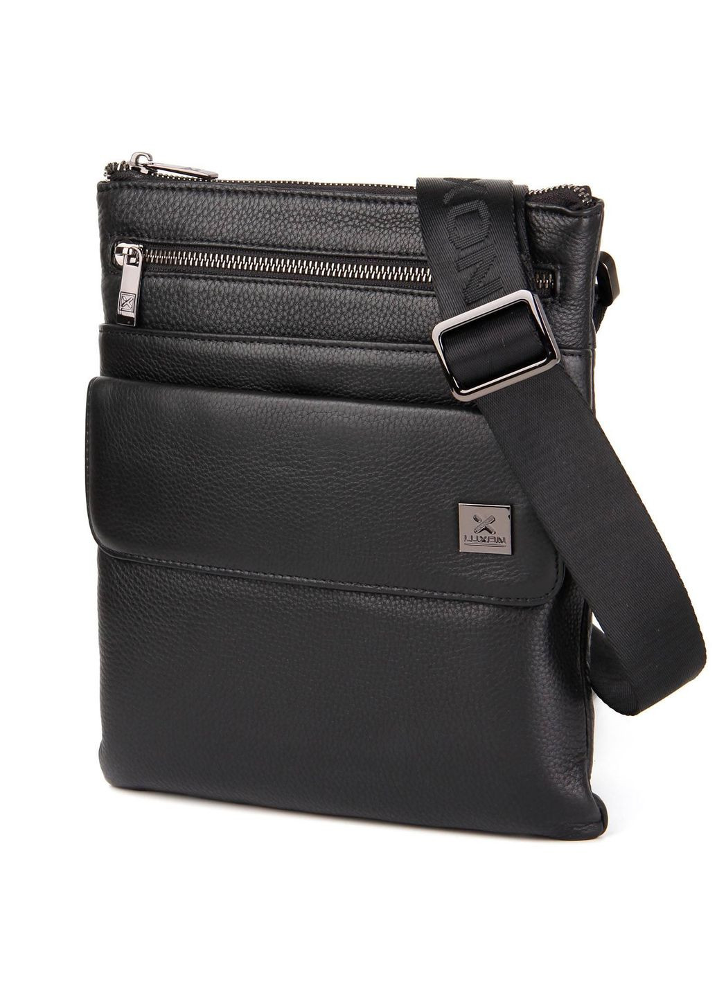 Чоловіча шкіряна сумка 3826-3 планшетка (барсетка) через плече розмір 23 × 26 × 4 см чорна Luxon (314874111)