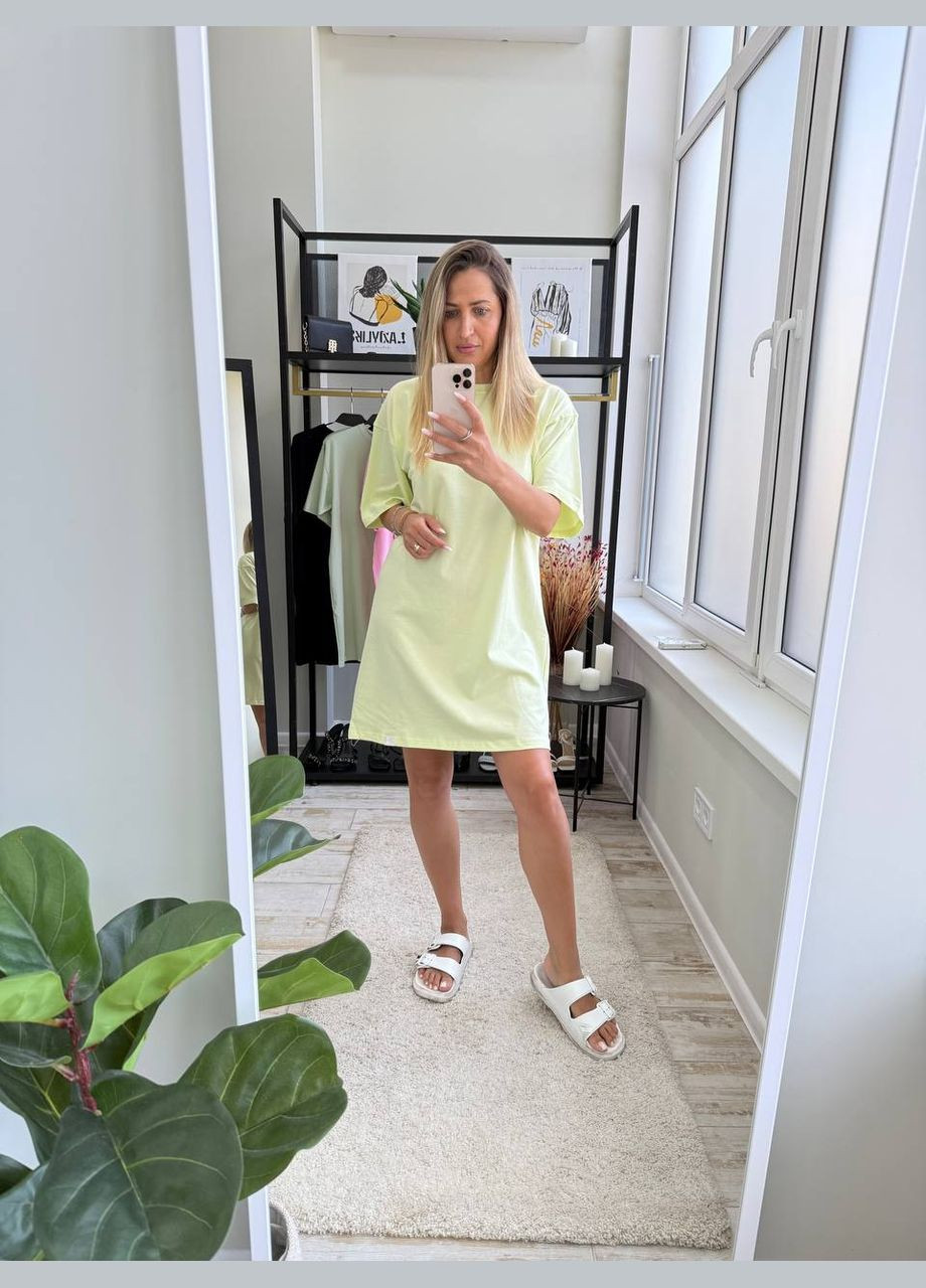 Світло-жовтий повсякденний сукня-футболка вільного крою сукня-футболка Adelante однотонна