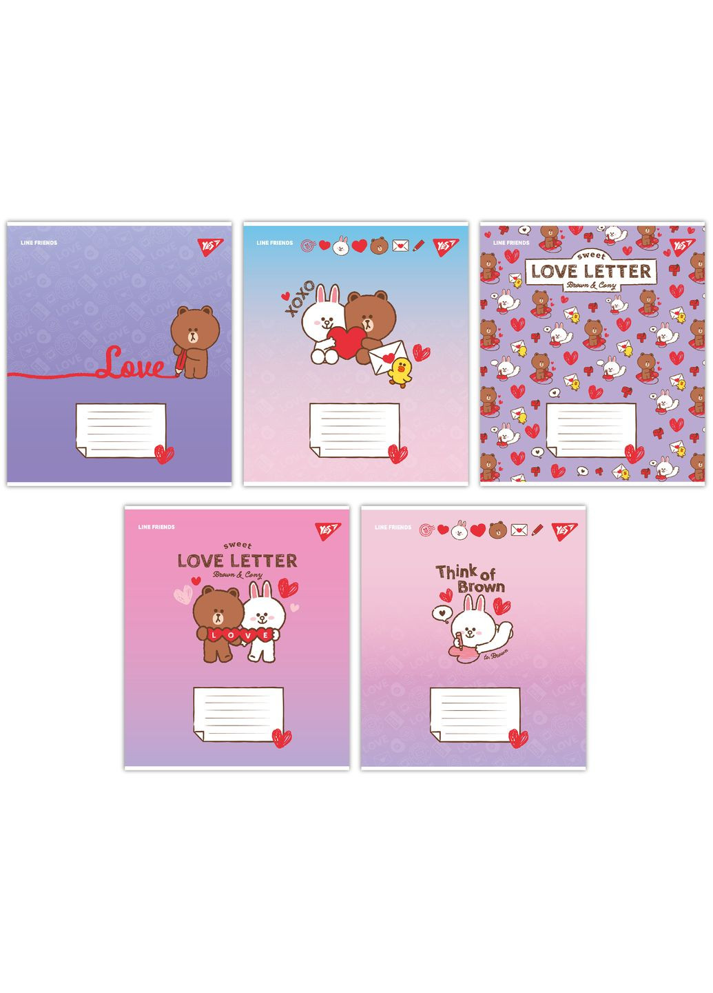 Набір зошитів Line Friends. Love letter А5 в лінійку 12 аркушів 25 шт. () Yes 766948 (337471690)