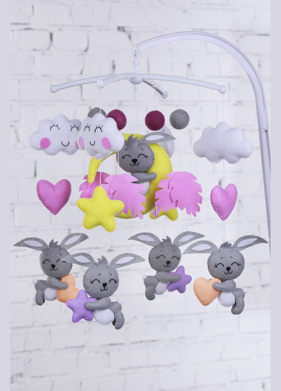 Дитячий мобіль на ліжечко для немовлят WooolyWool «Зайки-сплюшки» No Brand (342757908)