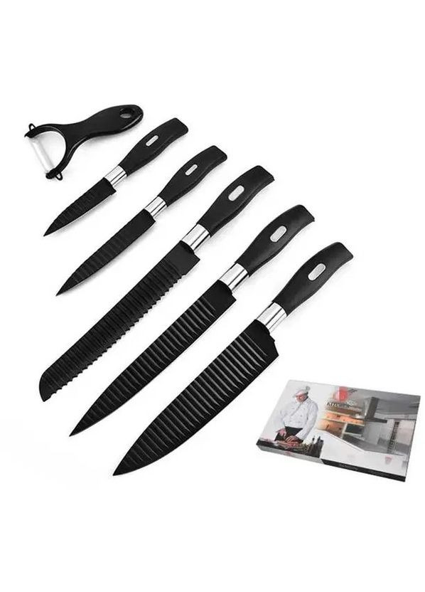Набор кухонных ножей International из нержавеющей стали черный (1756375294) Zepter чёрные, пластик, нержавеющая сталь