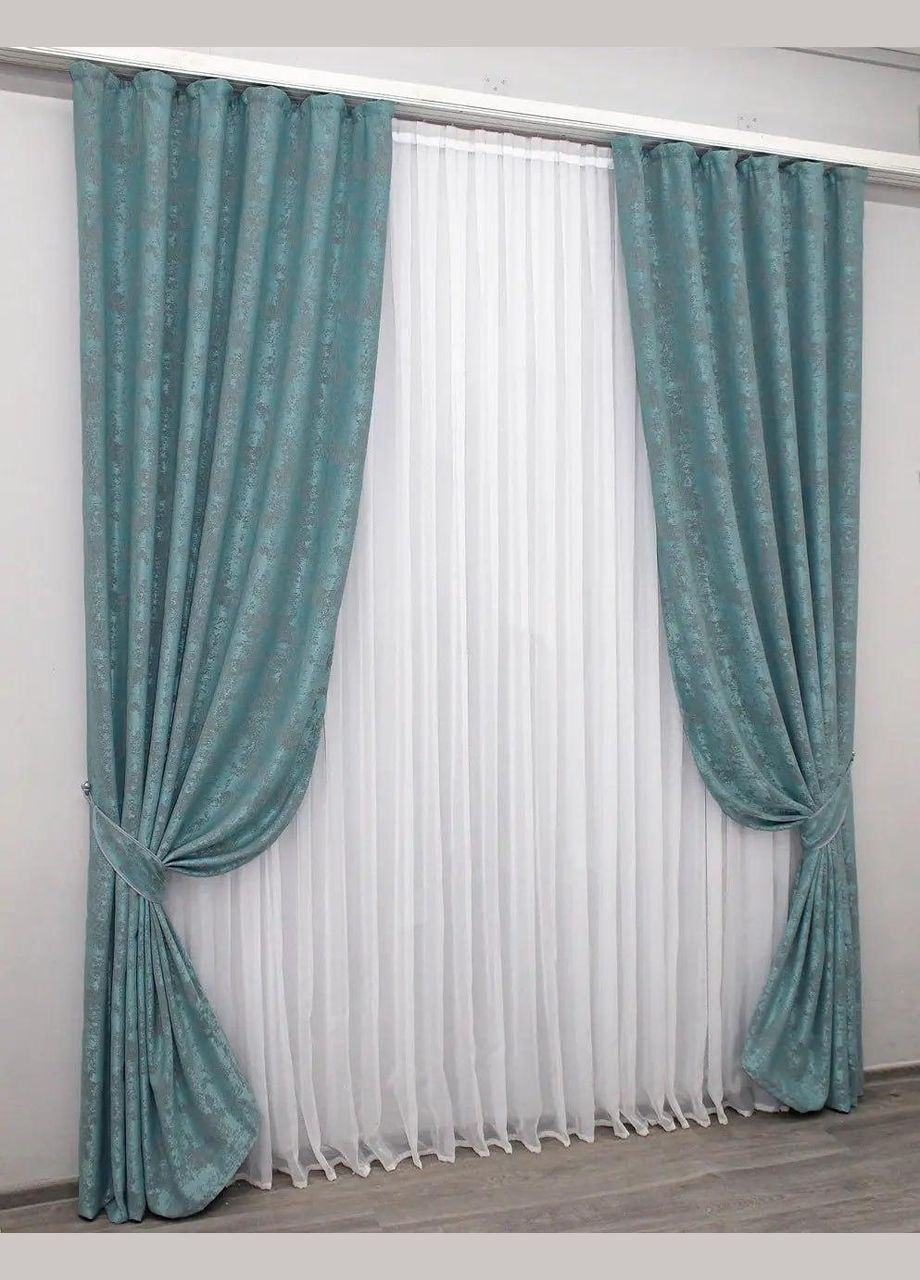 Набір штори для спальні Жаккард Зелений 200x270 см (Е101105B) No Brand (306633631)