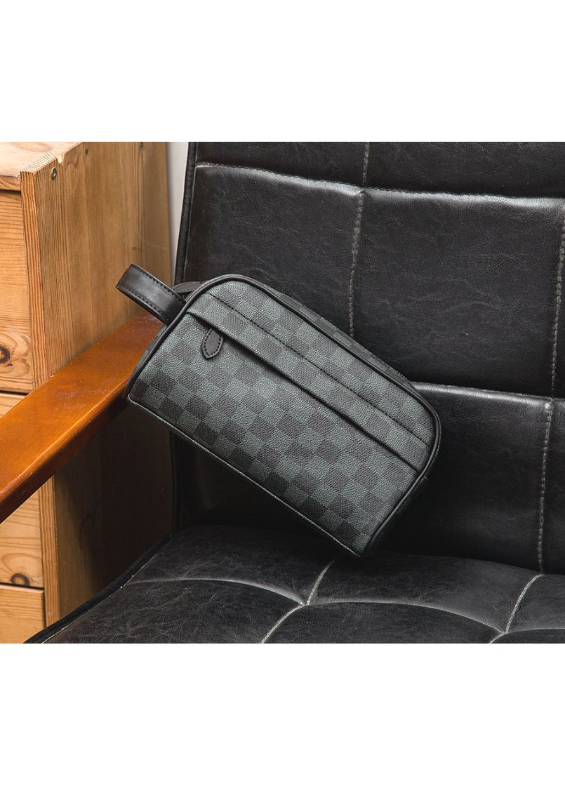 Мужская сумка барсетка органайзер в клетку экокожа черная ProDobro (363259506)