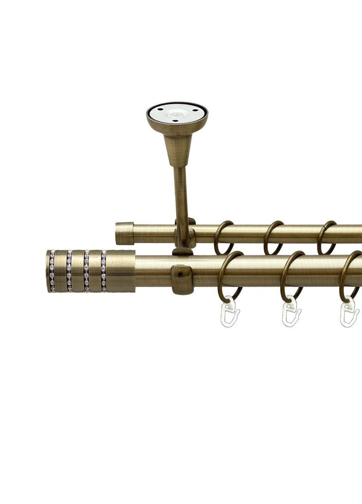 Карниз Барамелла металевий дворядний відкритий до стелі гладка труба Антик 25\16 мм 160 см (00-00018474) ORVIT (300687918)