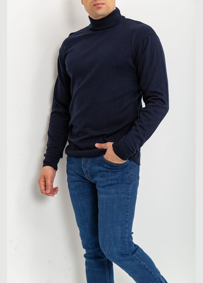 Темно-синій демісезонний светр чоловічий однотонний, колір темно-блакитний, 161r1770 Ager