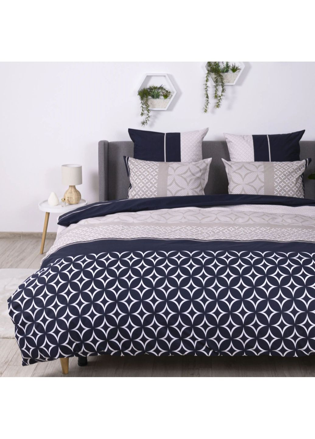 Двоспальний комплект постільної білизни Бязь з наволочками 70*70 см, 115 гр/м2 Gatsby Синій (19470180215) ТЕП (365851766)