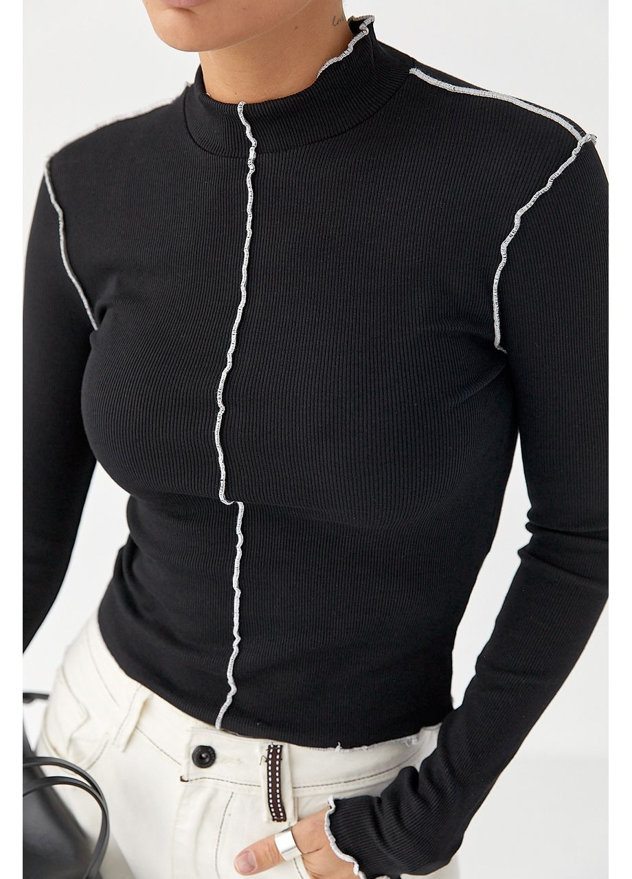 Лонгслив в рубчик с контрастными швами наружу Lurex (363555381)