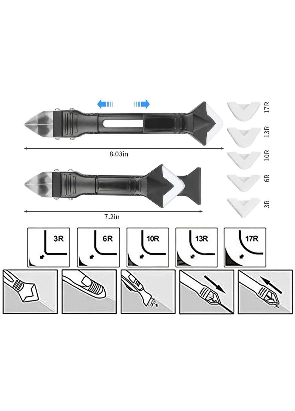 Шпатель для силикона 3 в 1 19 х 5 х 3 см для нанесения и удаления герметика (арт.3064) MAGtools (361437447)