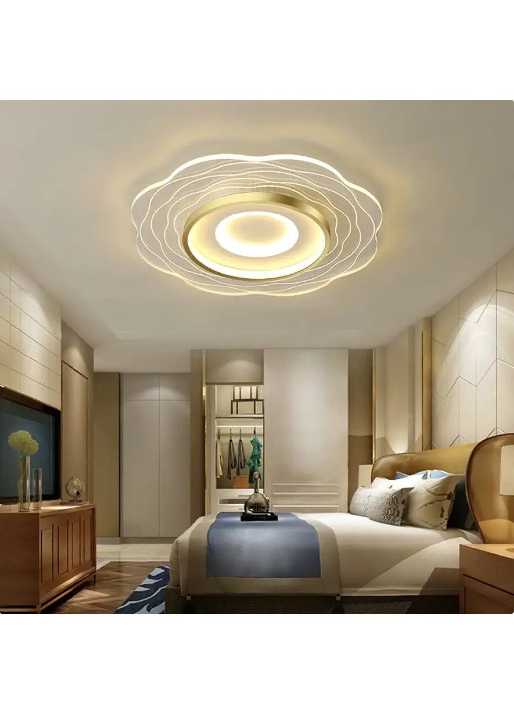 Светодиодная люстра Цветочек PJ827WG (Бело-золотая) 78см No Brand (331639773)