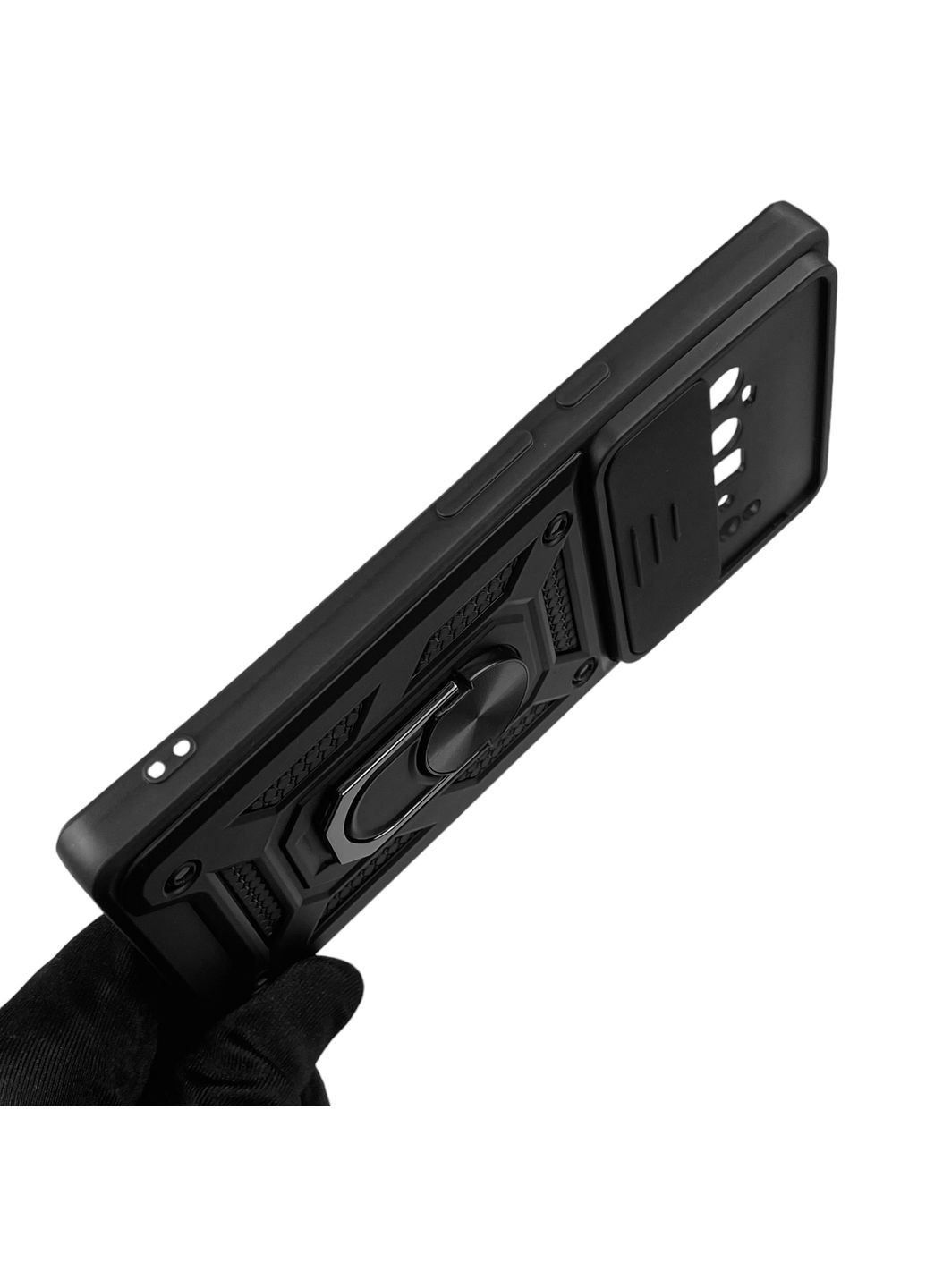 Чохол для Pixel 6 Pro броньований з кільцем-тримачем зі шторкою на гугл піксель 6 про чорний rg1 Google (366020264)