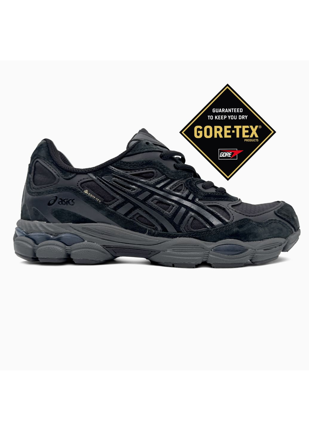 Черные демисезонные кроссовки мужские asics gel-nyc triple black gore-tex асикс гель нюк No Brand