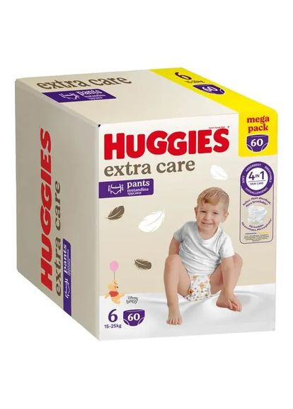 Підгузки-трусики Extra Care Pants 6 (15-25 кг), 60 шт. Huggies (327223487)