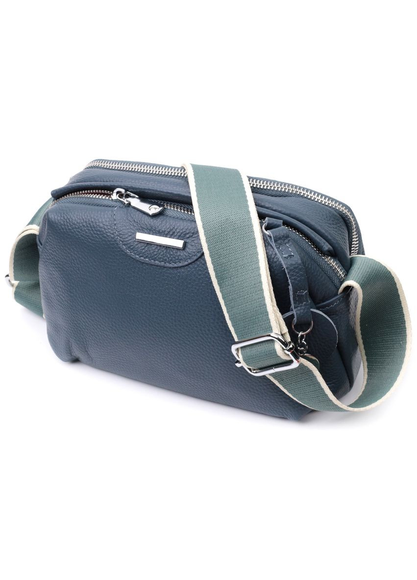 Сумка через плечо женская с двумя отделениями кожаная 22595 Синяя Vintage (302007892)