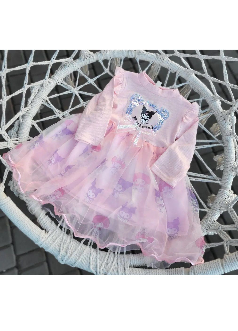 Розовое праздничное повседневное нарядное стрейчевое розовое платье с персонажем куроми для детей девочек (481847-prob) размер 120 Unbranded (366991800)