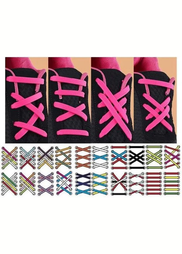 Яркие шнурки-лентяйки для кроссовок салатовые без завязок No Brand (315048603)