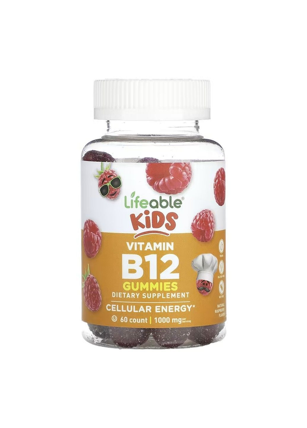 Vitamin B12 Kids, вітамін B12 для дітей, 60 жувальних мармеладок Lifeable (370162524)
