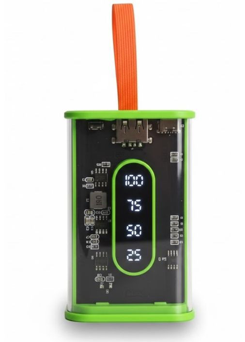 Портативный повербанк Power Bank с прозрачным корпусом и LED-индикацией заряда 20000 mAh Зеленый (2104618815) No Brand (370606385)