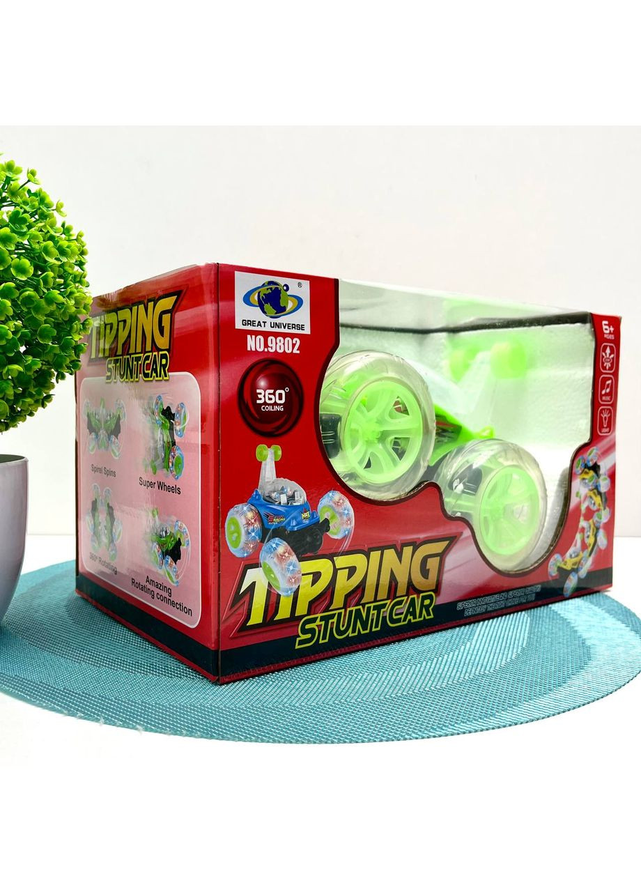 Машинка перевертыш на радиоуправлении трюковая со световыми и звуковыми эффектами Красная (9802) No Brand (365807452)