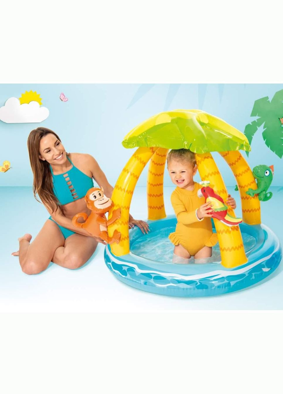 Надувной детский бассейн "Тропический остров" 58417 (Диаметр 120 x Высота 86см) Intex (307088606)