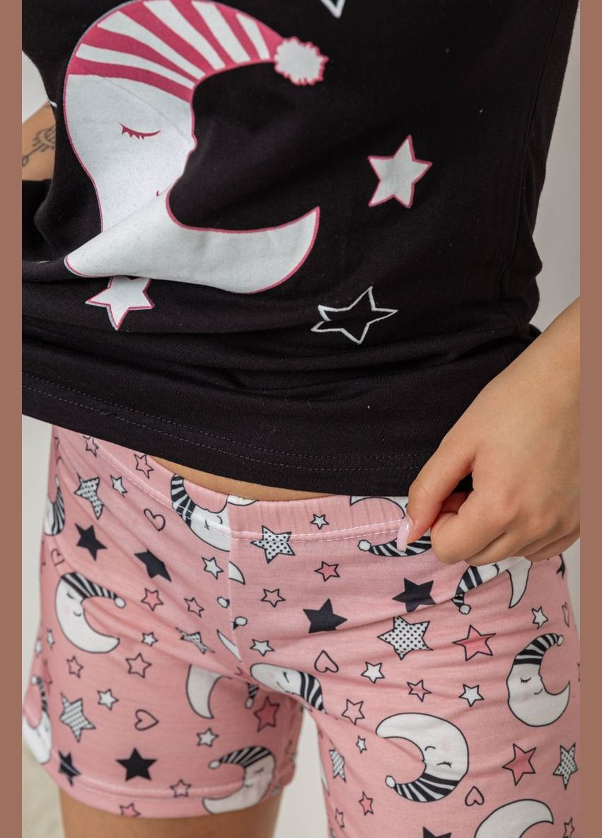 Черная всесезон пижама женская с принтом,, 243r24514 Polkan