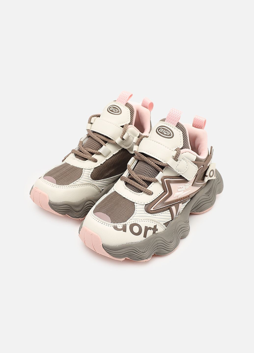 Коричневі осінні кросівки для дівчинки, на пласкій підошві колір коричневий cb-00273845 Kimboo