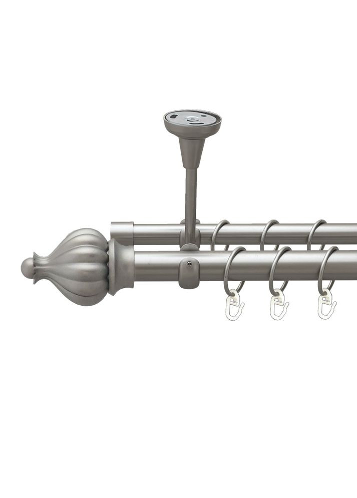 Карниз Таджа металевий дворядний відкритий до стелі гладка труба Сатин 25\19 мм 240 см (00-00023958) ORVIT (300843457)