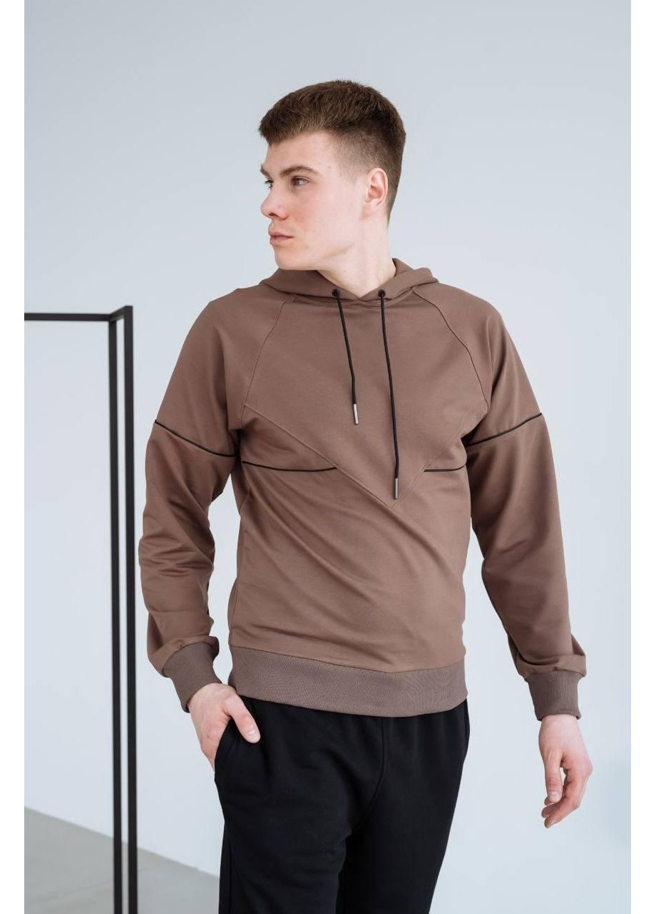 Толстовка чоловіча кант однотонна двонитка капюшон XL коричнева Alore (350349584)