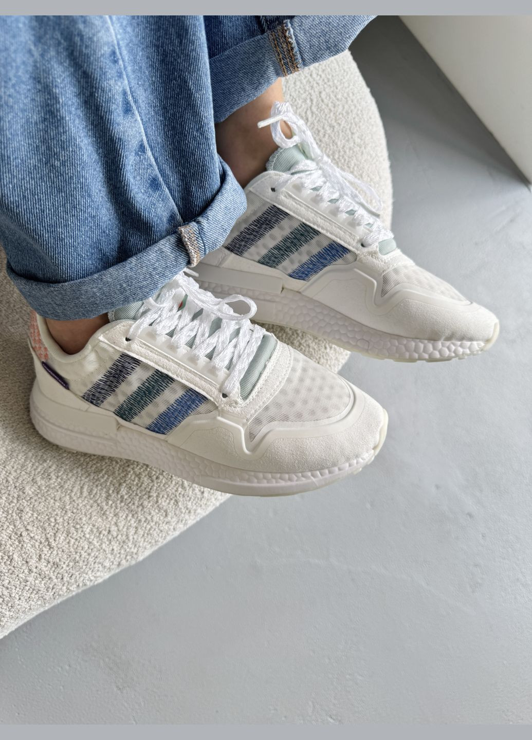 Белые демисезонные кроссовки мужские и женские adidas zx 500 rm white | адидас zx 500 белые No Brand