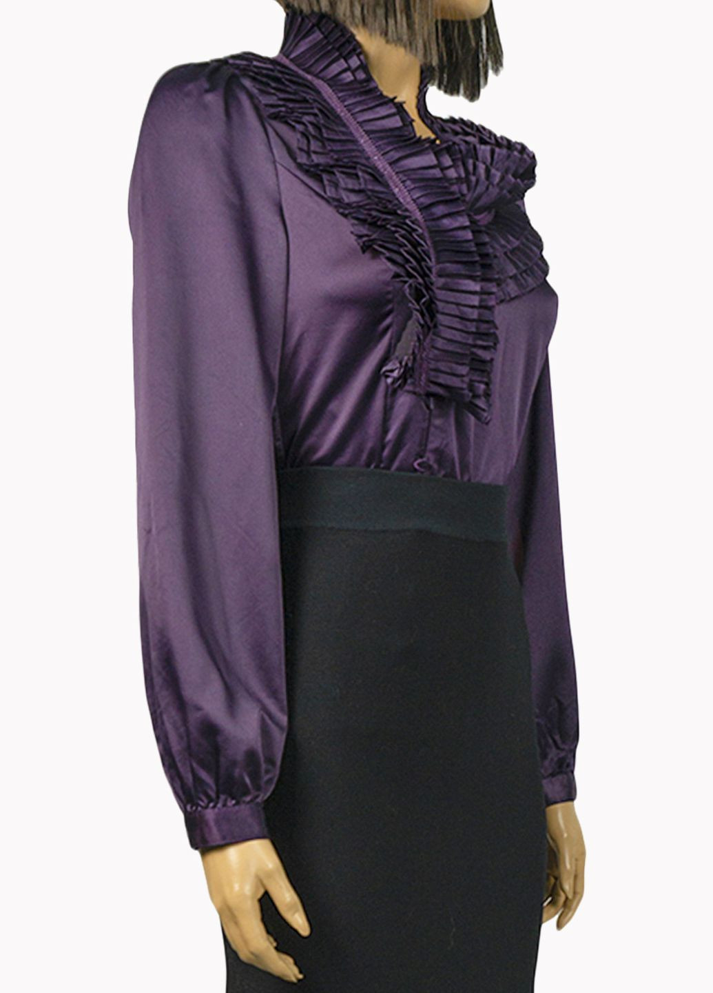 Фиолетовая демисезонная женская блуза с рюшами lw-116476-3 фиолетовый Lowett