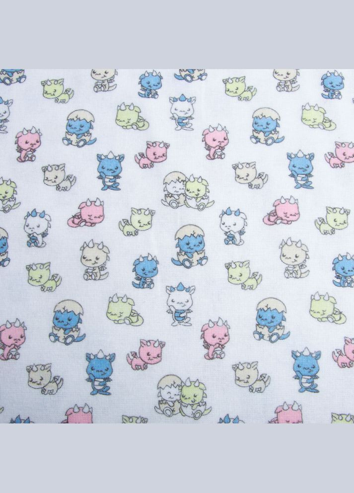 Ткань фланель хлопок, 150 см, 160 г/м2, Дракошки голубой салат IDEIA (308211222)