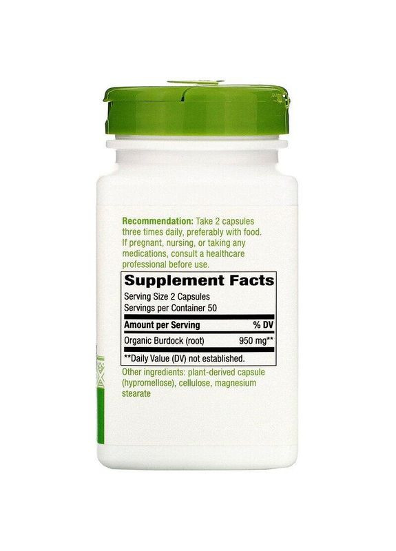 Корень лопуха Burdock 475 мг 100 капсул Nature's Way (359473635)