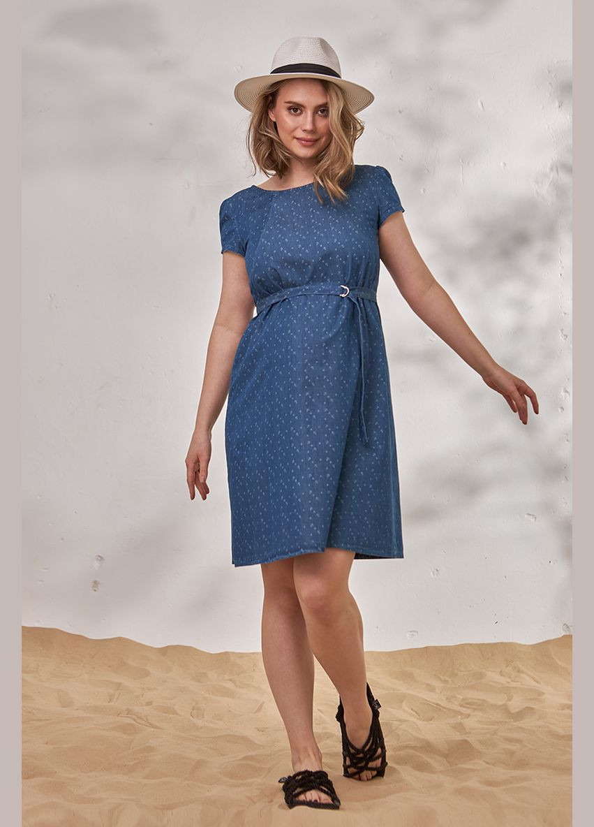 Синее джинсовое легкое платье для беременных и кормящих синее Юла мама