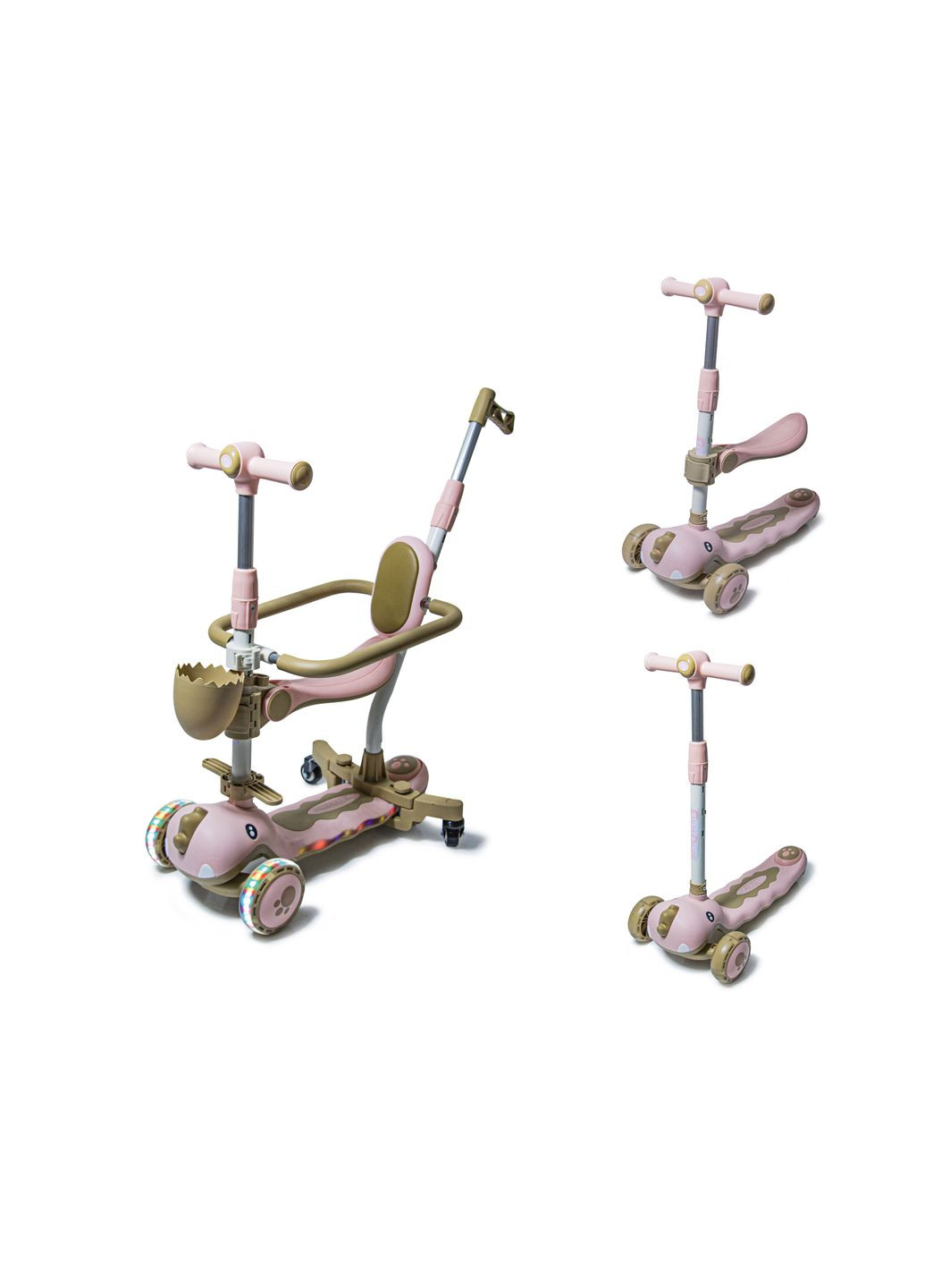 Самокат "Dinosaur" 5 в 1. С подсветкой, с музыкой, с бортиком. Pink (881204003) Smart (340910619)