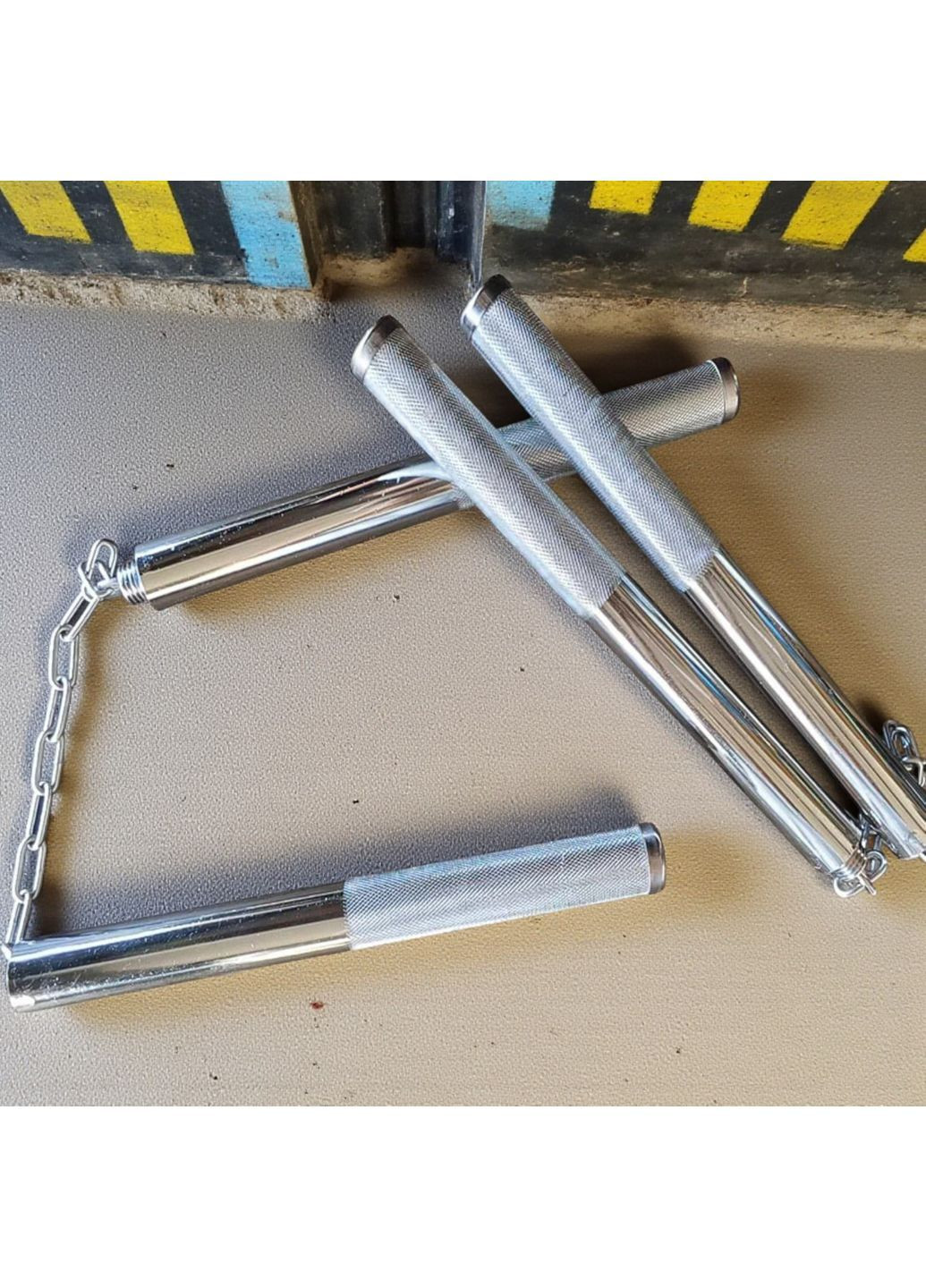 Нунчаки тренировочные трансформеры 2-в-1 стальные полые на цепи для тренировок Серебристые 3_7_0_1С No Brand (367738739)