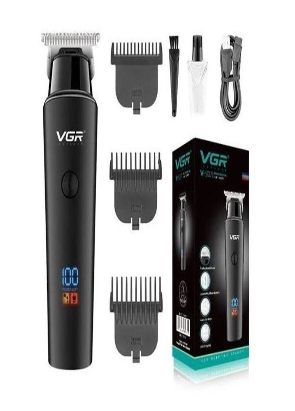 Машинка для стрижки волосся для бороди акумуляторна з насадками V-937 VGR (290186473)
