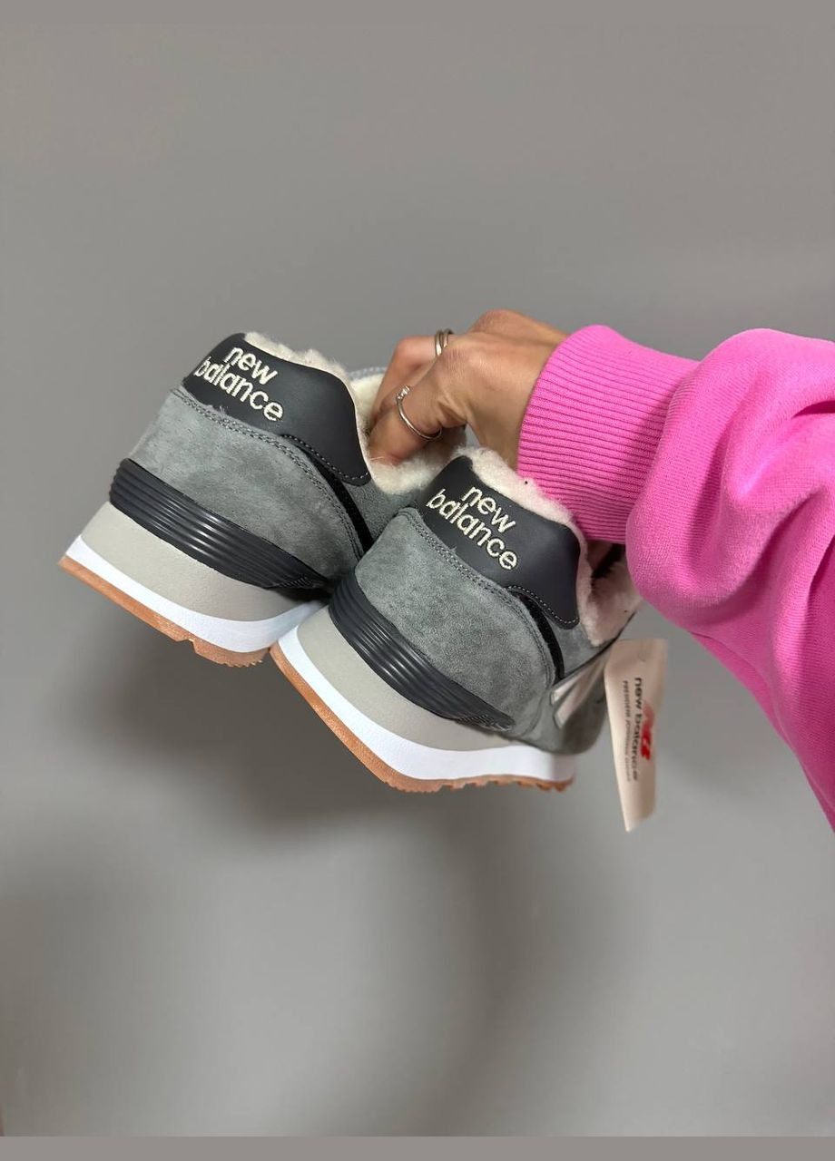Кросівки зимові жіночі New Balance 574 winter gray white fur | Нью Беланс 574 сірі білі з хутром No Brand сірі зими (308360742)