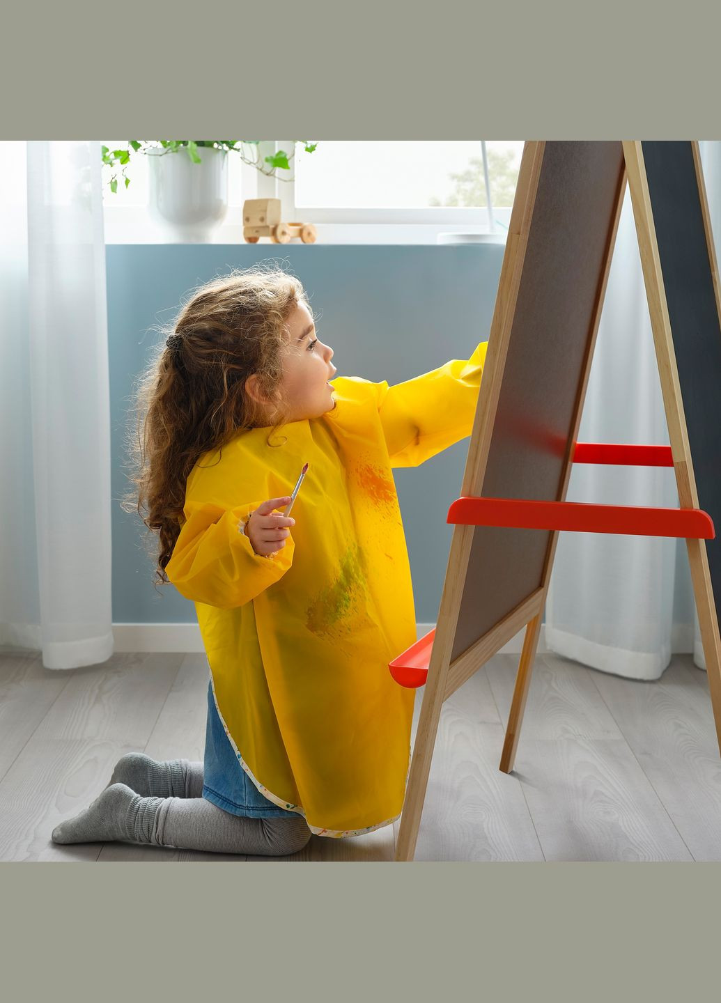 Фартук детский с длинными рукавами желтый IKEA (272150602)