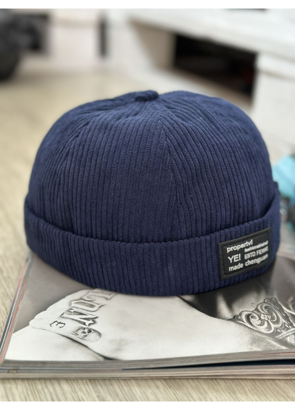 Докер в рубчик вельветовый с лейбой Синий 56-60р (2358) No Brand (361154848)