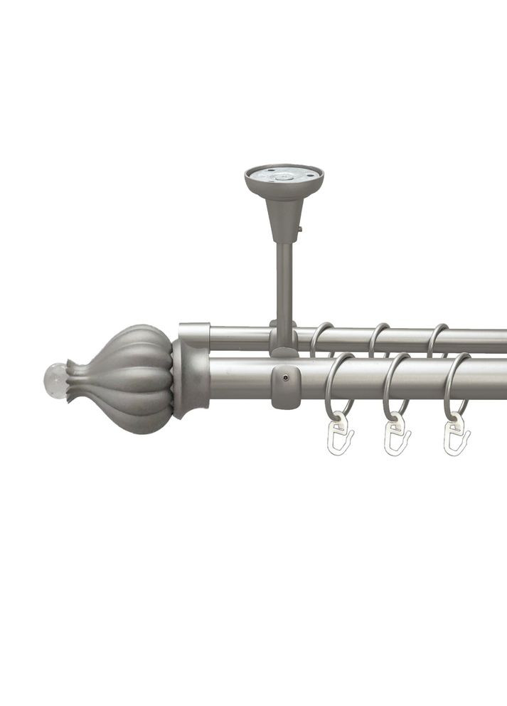 Карниз Таджа-Кристалл металлический двухрядный открытый к потолку гладкая труба Сатин 25\16 мм 200 см (00-00023841) ORVIT (300844526)