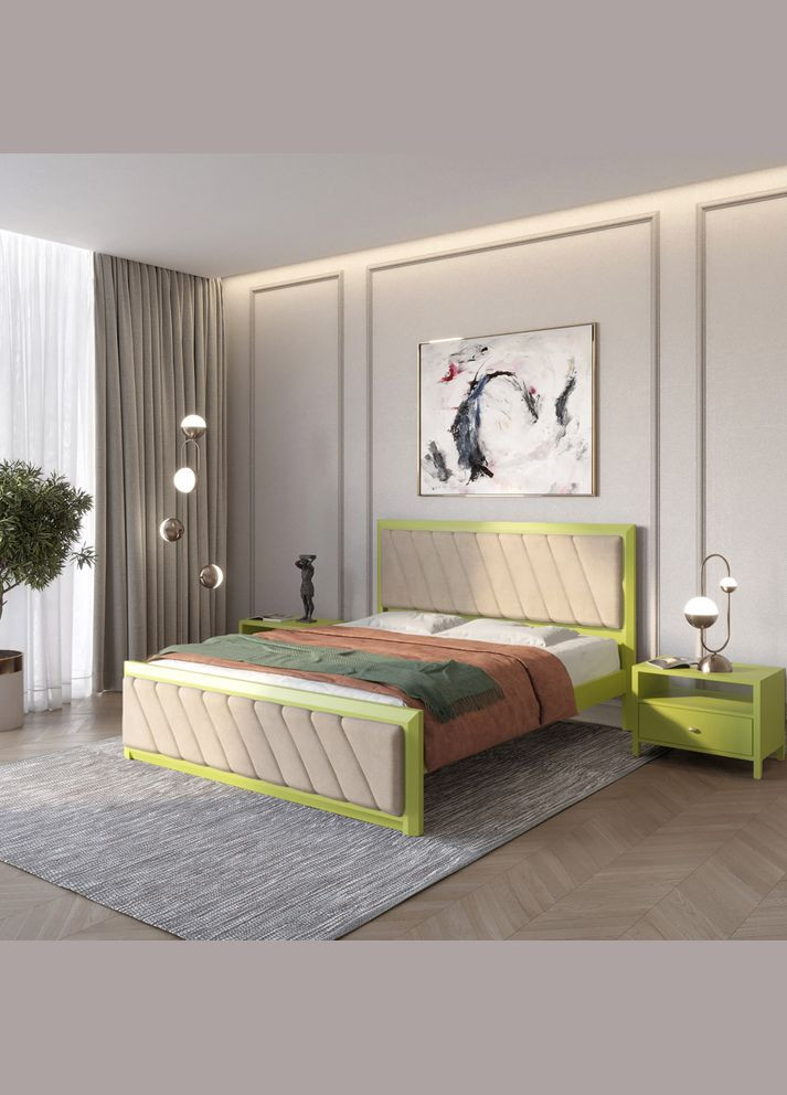 Двоспальне дерев'яне ліжко Барселона Б6 (S3050G70Y)/Аляска 23 (Бежевий) 140х200 см (MBG-13423) Mebigrand (368280024)