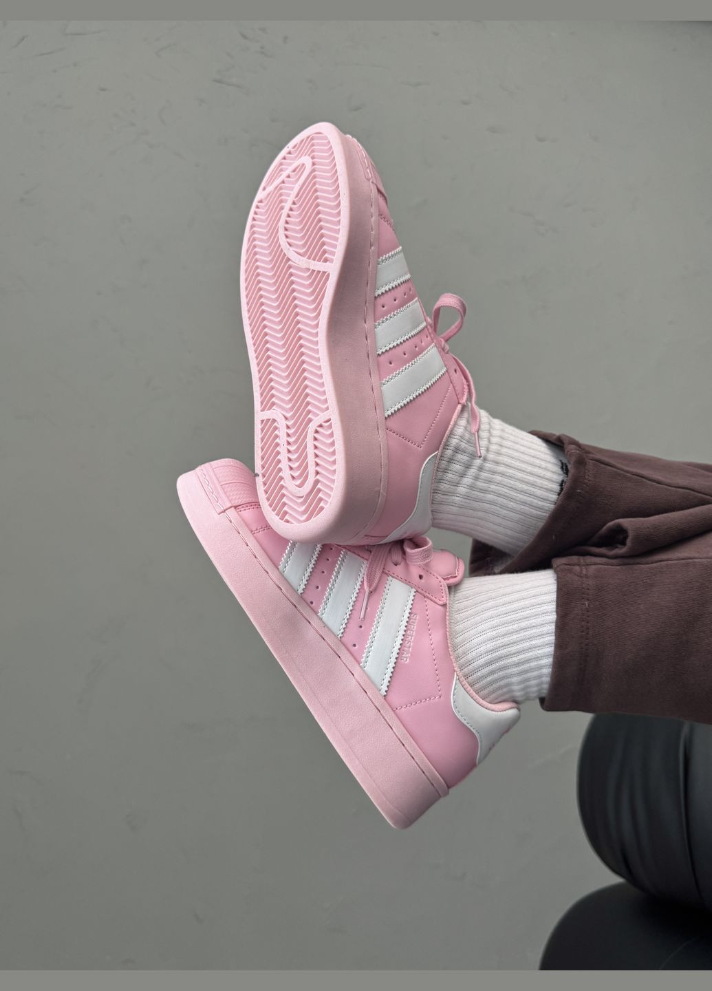 Кроссовки женские Adidas Superstar XLG pink | Адидас Суперстар розовые No Brand розовые демисезоны (316091154)