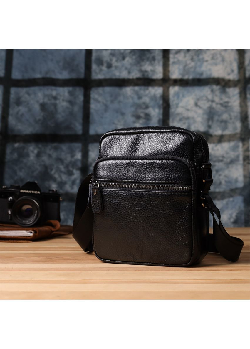 Сумка планшет через плечо мужская из натуральной кожи для телефона и для документов средняя Черный 38343 Vintage (355245274)