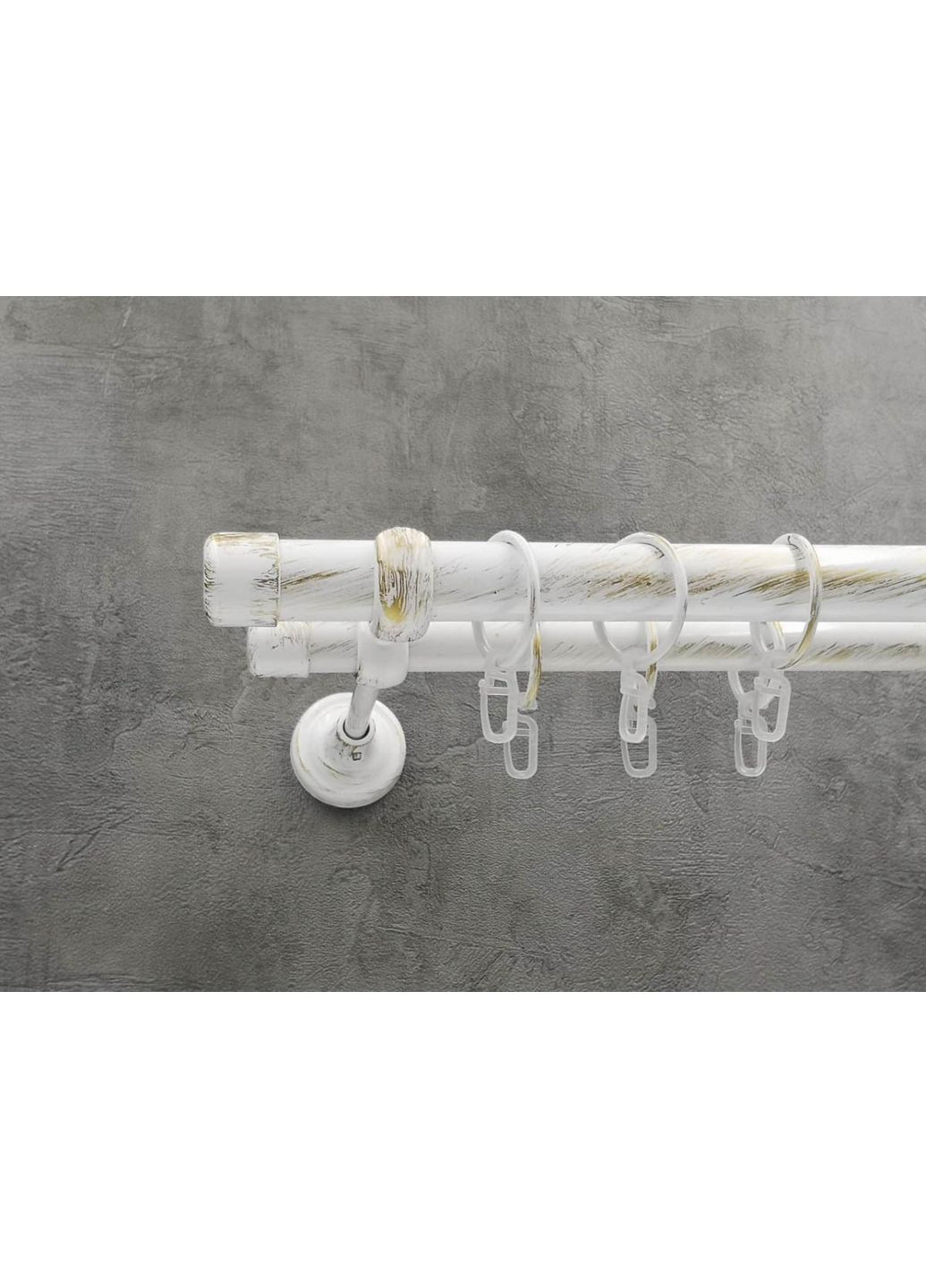 Карниз Заглушка гладка штанга подвійний відкритий 25/19 мм 400 см Біле золото Quadrum (352779469)