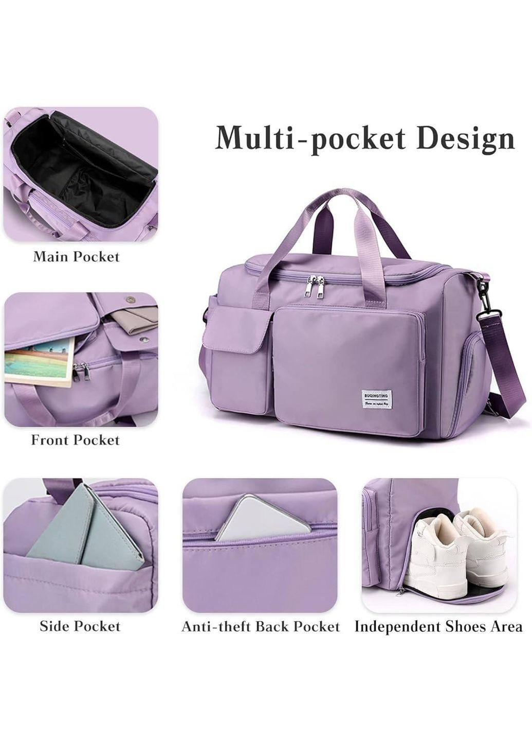 Сумка спортивна з відділенням для взуття Бузкова No Brand (327098464)